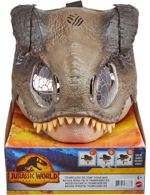 Máscara Jurassic World Mattel con movimiento