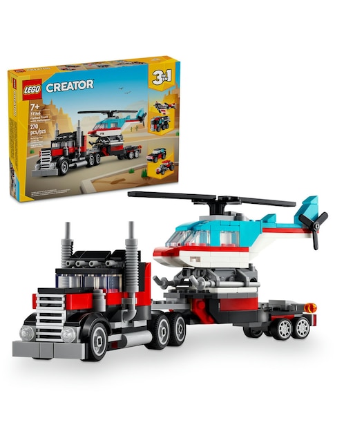 Creator Camión plataforma con helicóptero 31146 1