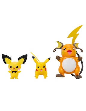 Figura De Acción Pichu, Pikachu Y Raichu Pokémon Articulado