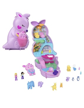 Set Muñecas Polly Pocket Bolso De Canguro Mamá Y Joey