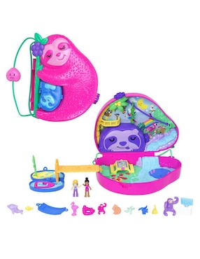 Casa De Animales Polly Pocket Estuche De Bolso 2 En 1 De Familia De Perzosos