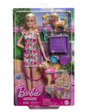 Set muñeca Barbie paseo perrito en silla de ruedas