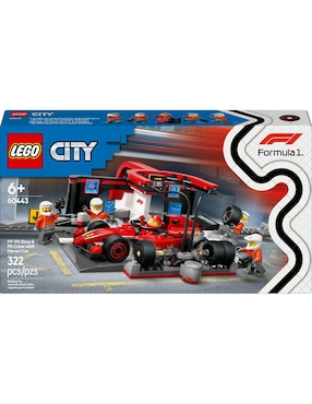 Lego Parada en Pits de F1 y Equipo de Mecánicos con Auto Ferrari 60443 City