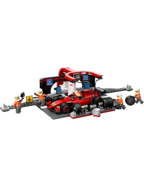 Lego Parada en Pits de F1 y Equipo de Mecánicos con Auto Ferrari 60443 City