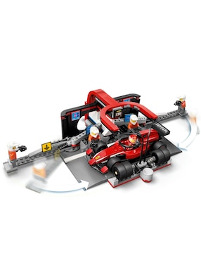 Lego Parada en Pits de F1 y Equipo de Mecánicos con Auto Ferrari 60443 City