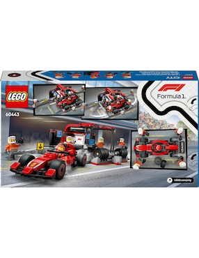 Lego Parada en Pits de F1 y Equipo de Mecánicos con Auto Ferrari 60443 City