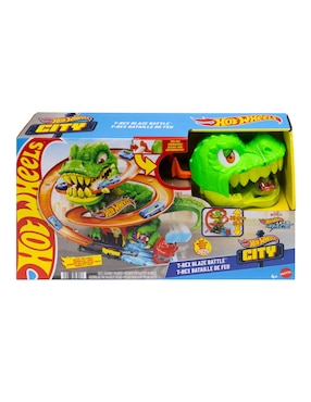 Pista Hot Wheels T-Rex vs Estación de Bomberos