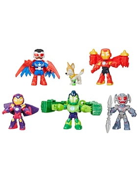 Set figuras articulada Iron Man And His Awesome Friends Iron Man, Gamma, Ironheart, Captain America: Sam Wilson, Iron Hulk y Ultron