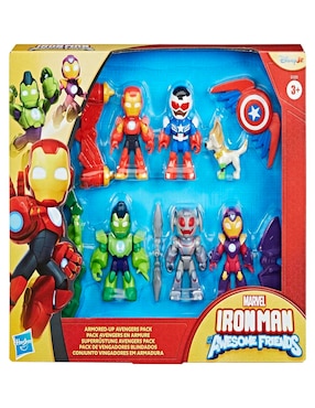 Set figuras articulada Iron Man And His Awesome Friends Iron Man, Gamma, Ironheart, Captain America: Sam Wilson, Iron Hulk y Ultron