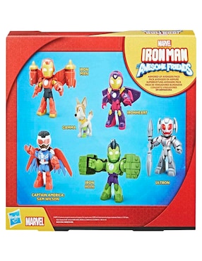 Set figuras articulada Iron Man And His Awesome Friends Iron Man, Gamma, Ironheart, Captain America: Sam Wilson, Iron Hulk y Ultron