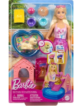 Muñeca Barbie Fiesta en la piscina con perritos