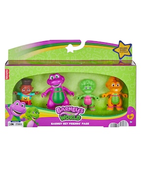 Set figuras acción articulada Barney's World Barney, Baby Bop, Billy y David especial
