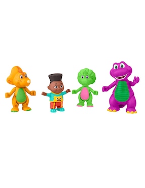 Set figuras acción articulada Barney's World Barney, Baby Bop, Billy y David especial