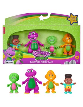 Set figuras acción articulada Barney's World Barney, Baby Bop, Billy y David especial
