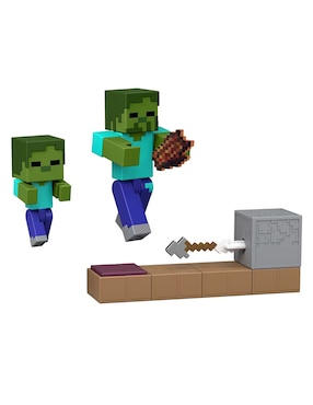 Set figuras acción articuladas Zombie Minecraft
