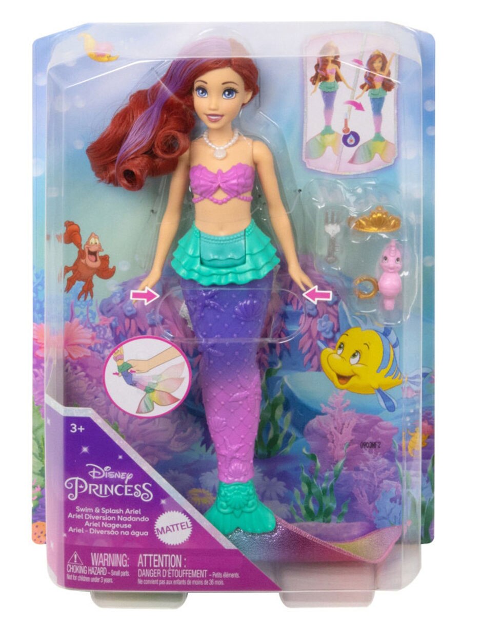 Fashion doll Princesas Ariel Diversión Nadando 6