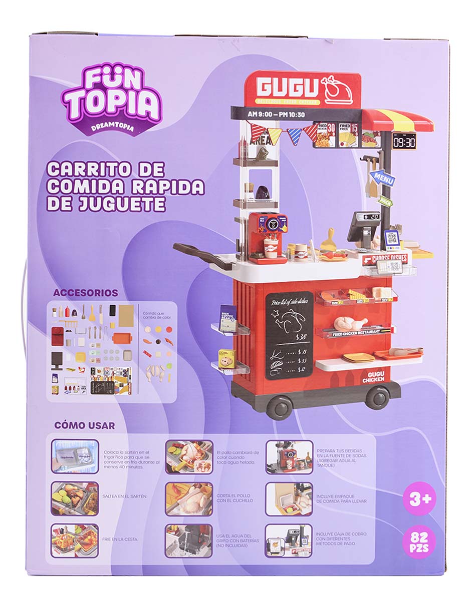Carrito de comida rápida de juguete juego de rol para niños 3
