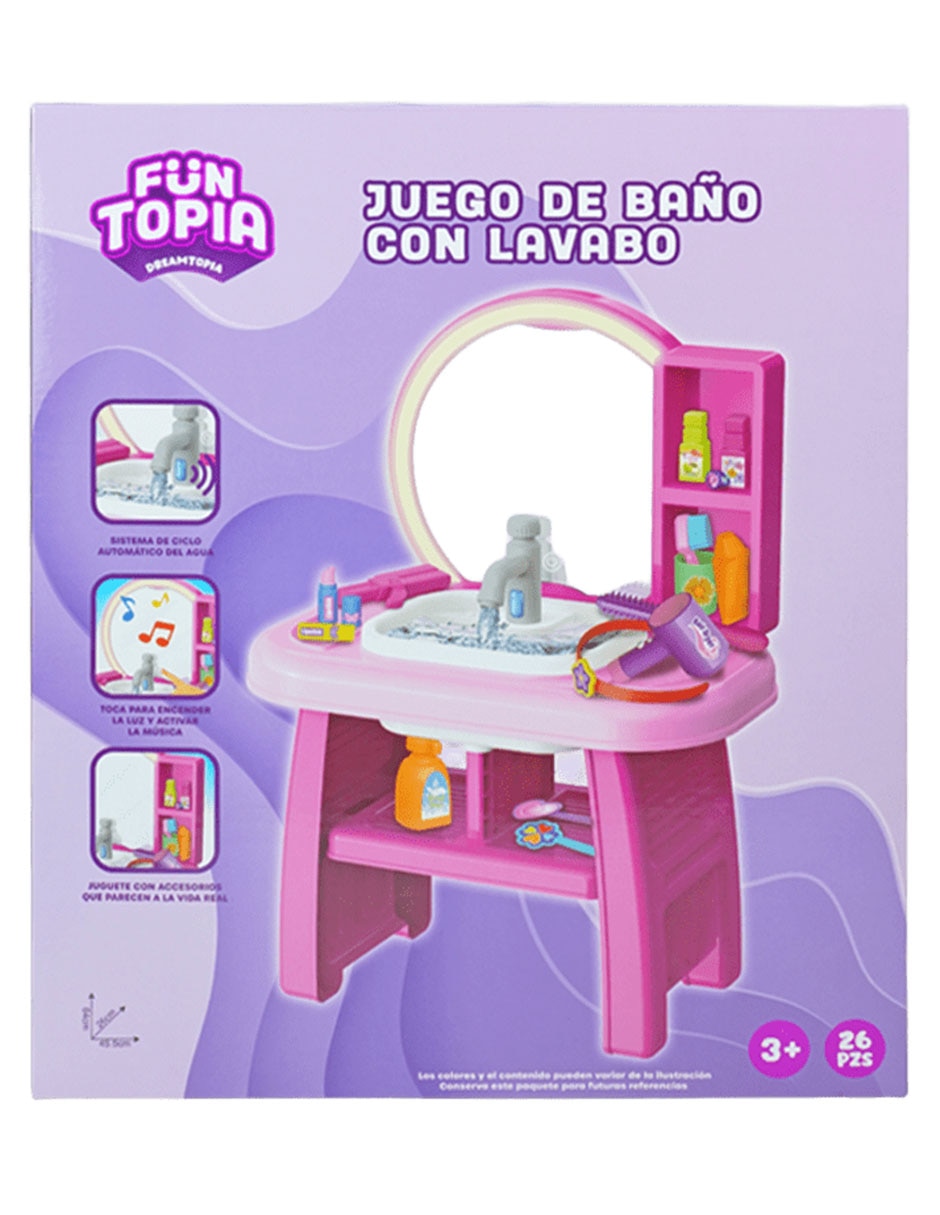 Juego de baño con lavabo juego de rol para niños 5