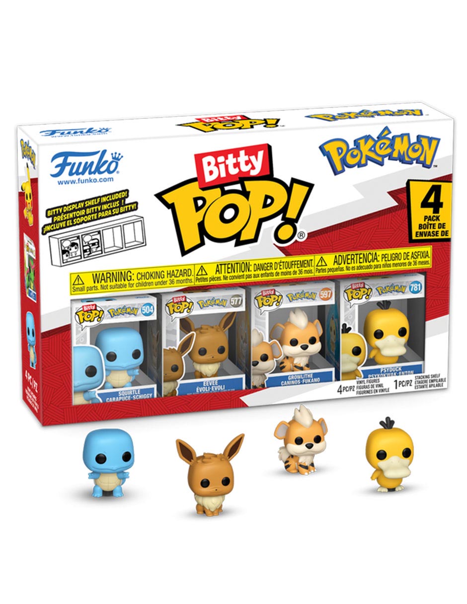 Figura de colección Pokémon Squirtle Carapuce, Eevee Evoli-Evoli, Growlithe Caninos-Fukano, Psyduck Psykokwak-Enton