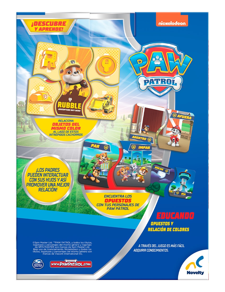 Juego de mesa preescolar educando: opuestos y relacion de colores Paw Patrol 4