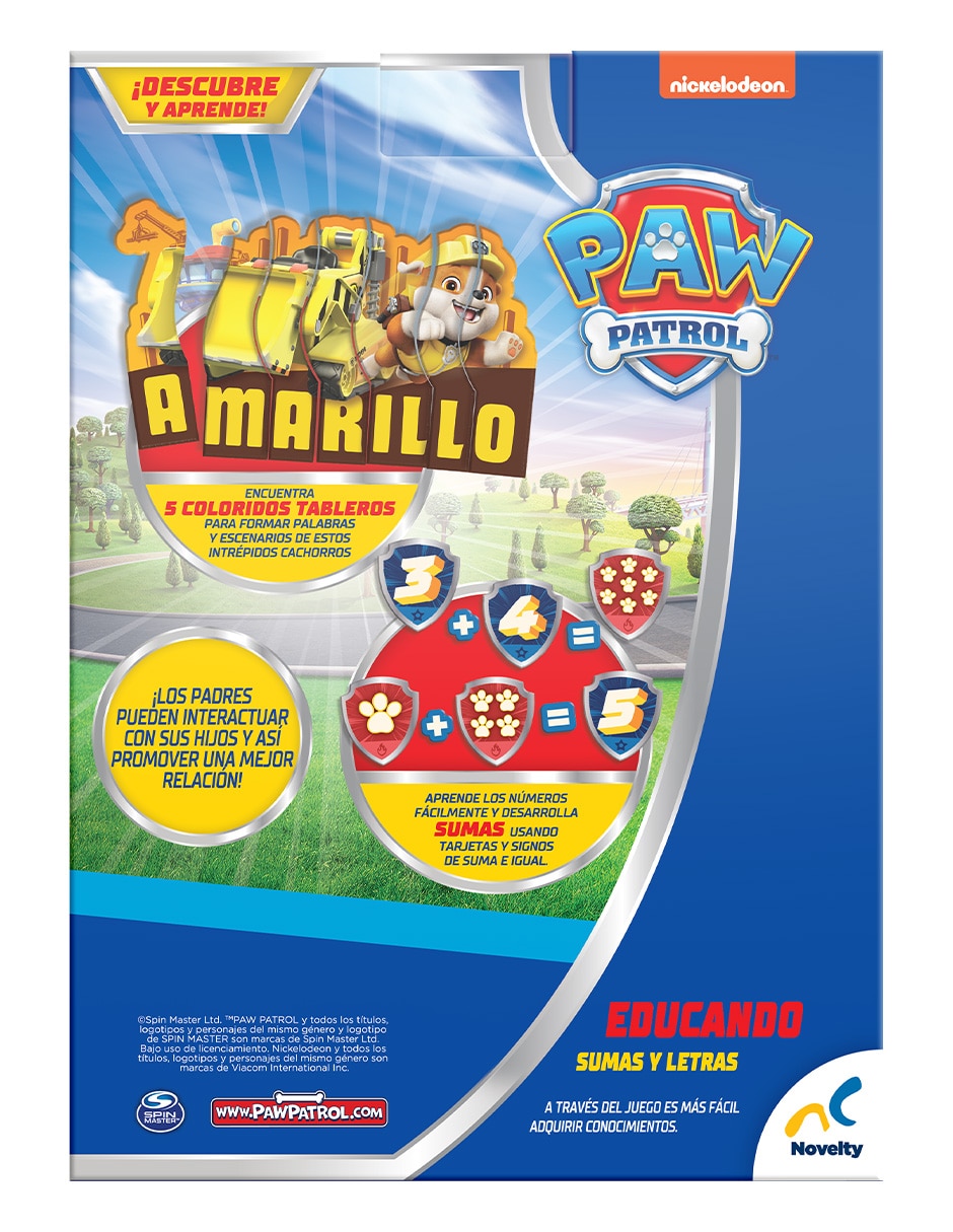 Juego de mesa preescolar educando: sumas y letras Paw Patrol 4
