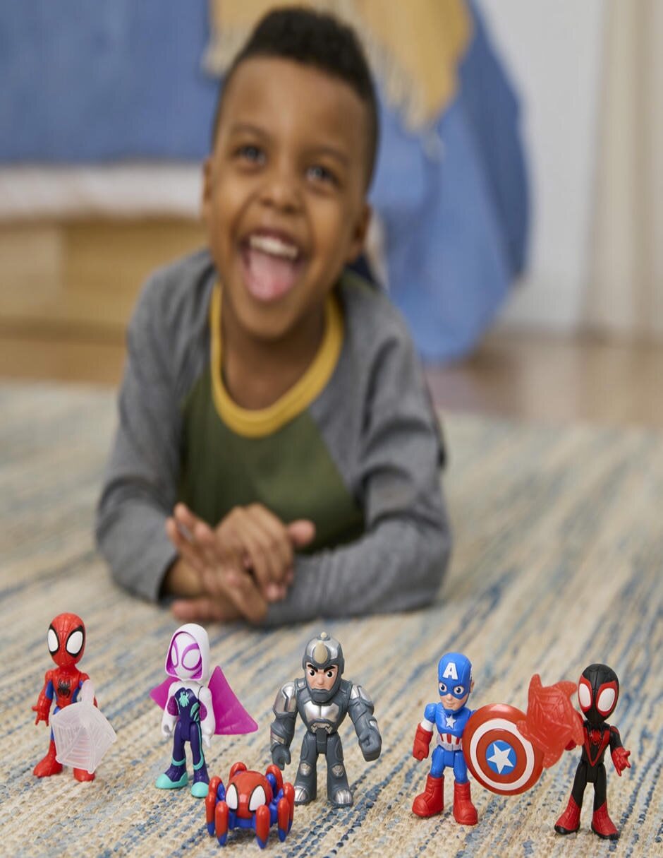 Set figuras acción articulada Spidey and His Amazing Friends Miles "Spin" Morales, Trace-E, Spidey, Captain America, Rhino y Ghost-Spider 5