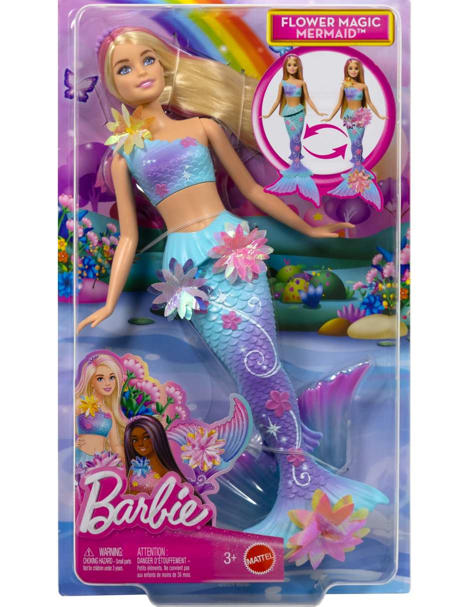 Muñeca Sirena con transformación de flores 6