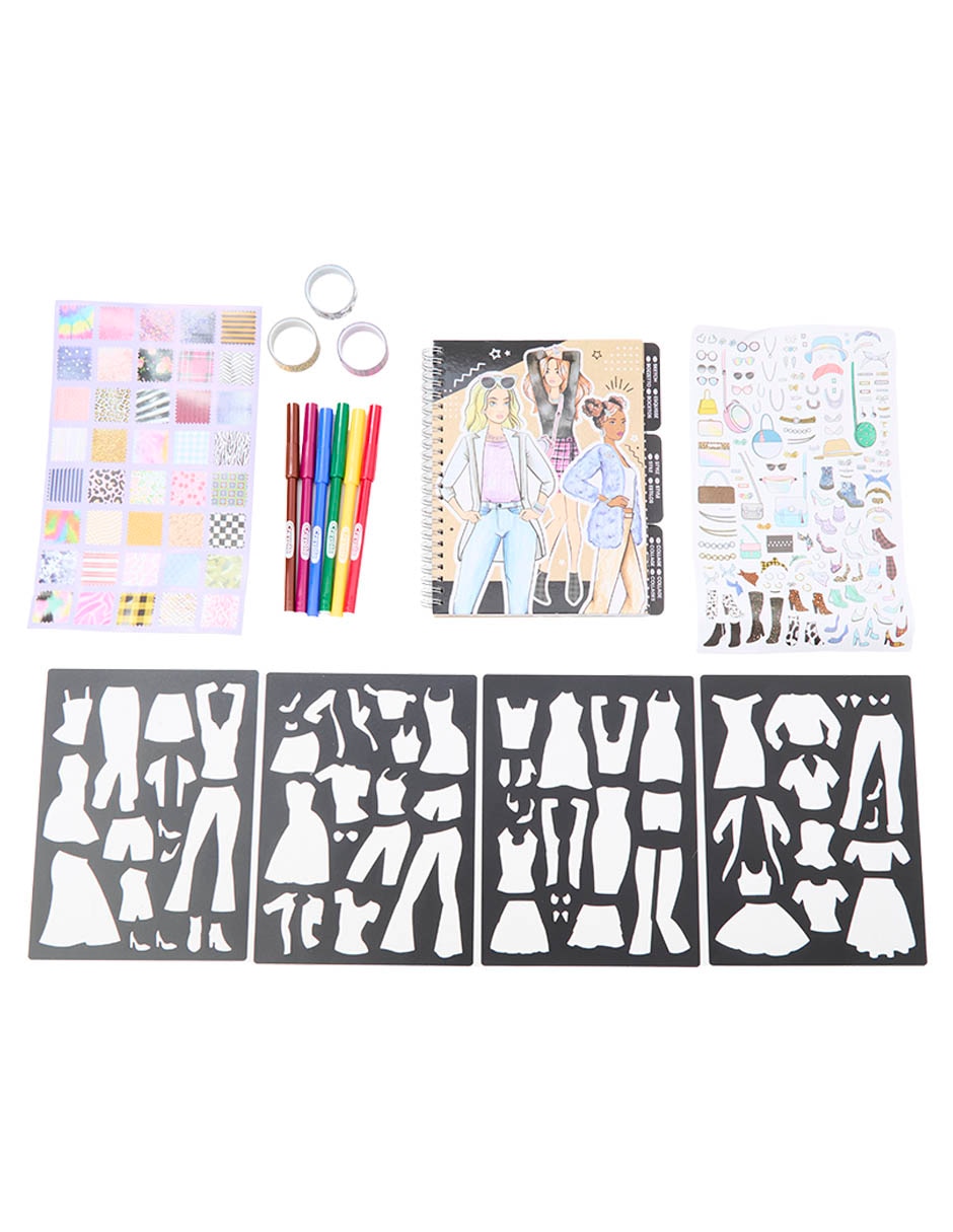 Libro para colorear con stickers Creations Runway Fashion Graphic Journal Set