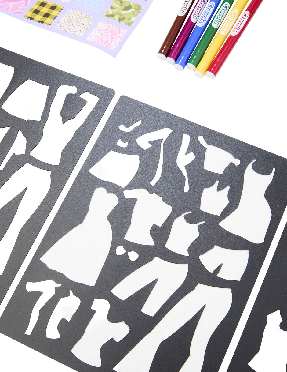 Libro para colorear con stickers Creations Runway Fashion Graphic Journal Set 2
