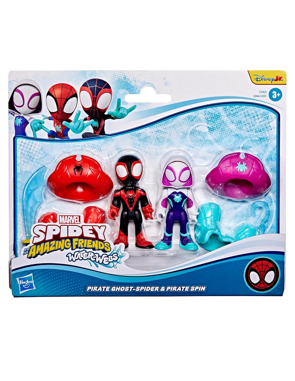 Set figuras acción Spidey and his Amazing Friends Water-Webs Pirate Miles “Spin” Morales & Pirate Ghost-Spider  Marvel 3
