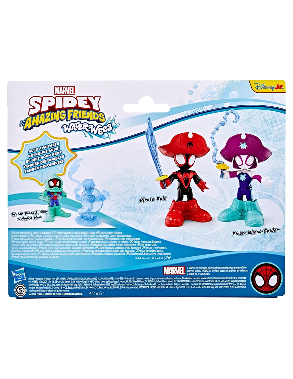 Set figuras acción Spidey and his Amazing Friends Water-Webs Pirate Miles “Spin” Morales & Pirate Ghost-Spider  Marvel 4