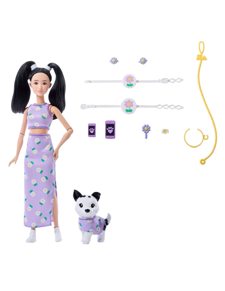 Muñeca fashion Barbie Looks Iguales Renee y Perrito