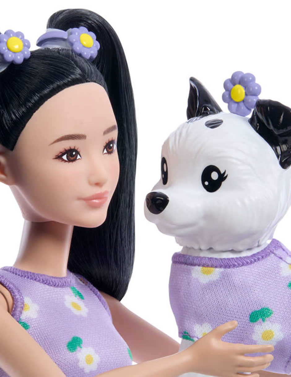 Muñeca fashion Barbie Looks Iguales Renee y Perrito 3