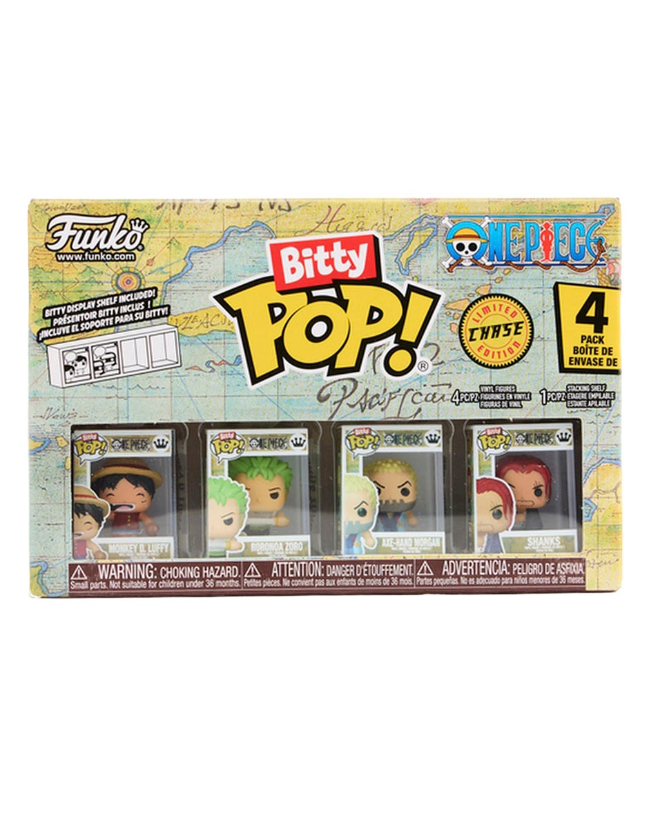 Set Bitty POP! One piece Monkey D. Luffy, Roronoa Zoro, Axe-Hand Morgan y Shanks
